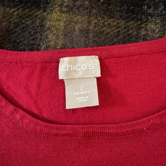4/$15 Chico's Rich Red Long Sleeve Top - Picture 5 of 6